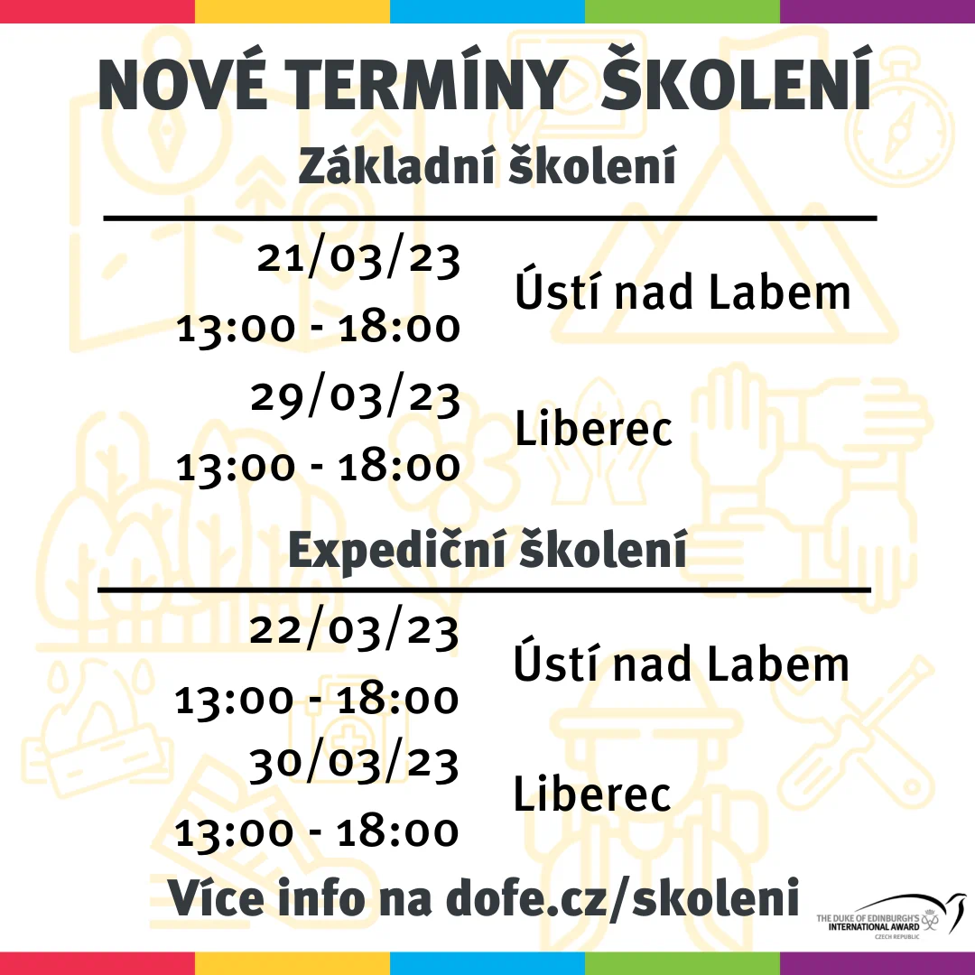 termíny školení DofE 2023